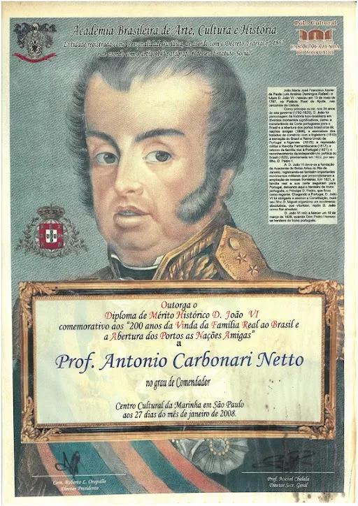  Diploma de Mérito Histórico D. João VI