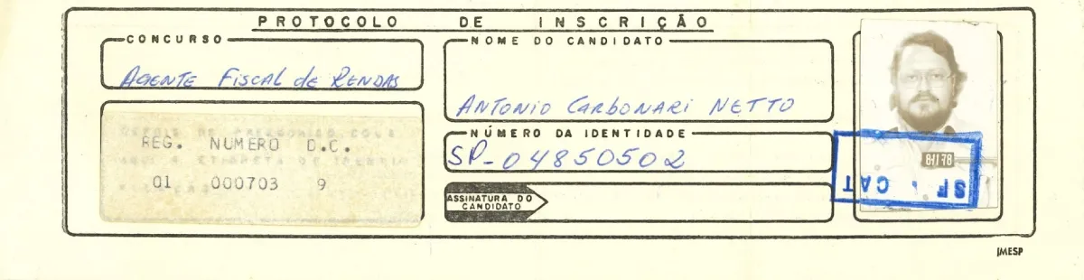 Protocolo de inscrição em concurso público